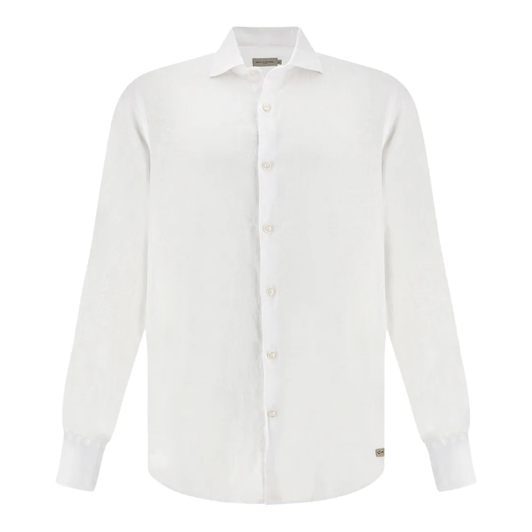 Garment‑dyed linen shirt, Man, White, Size: 045 sold by Paul & Shark
