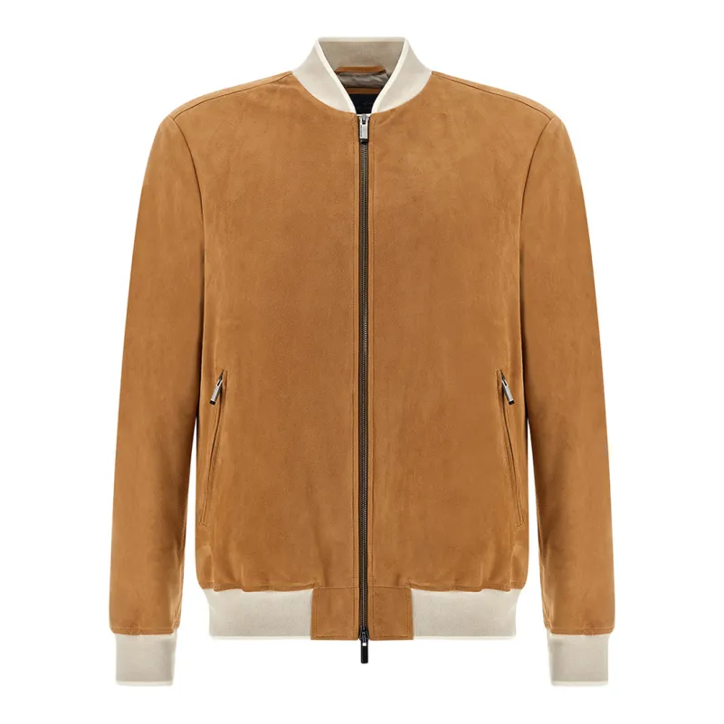 Bomber jacket in suede Aqualeather, Man, Toasted Coconut, Size: 6XL sold by Paul & Shark