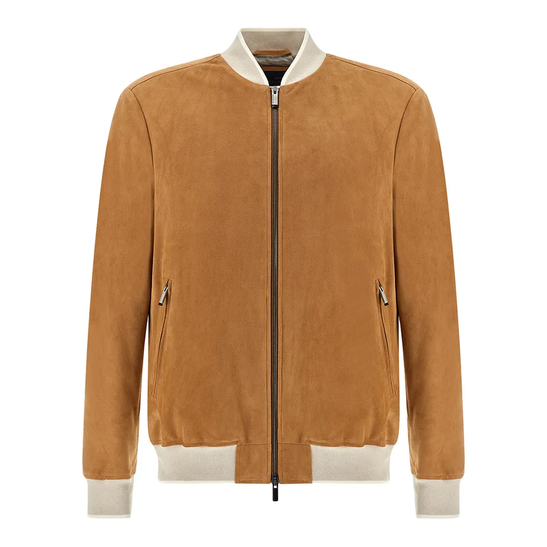 Bomber jacket in suede Aqualeather, Man, Toasted Coconut, Size: 6XL sold by Paul & Shark