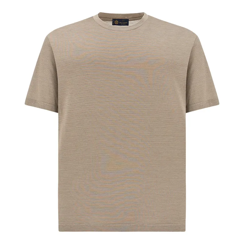 Silk and cotton T-shirt with micro stripe pattern, Man, Bright White-chanterelle, Size: XXL sold by Paul & Shark