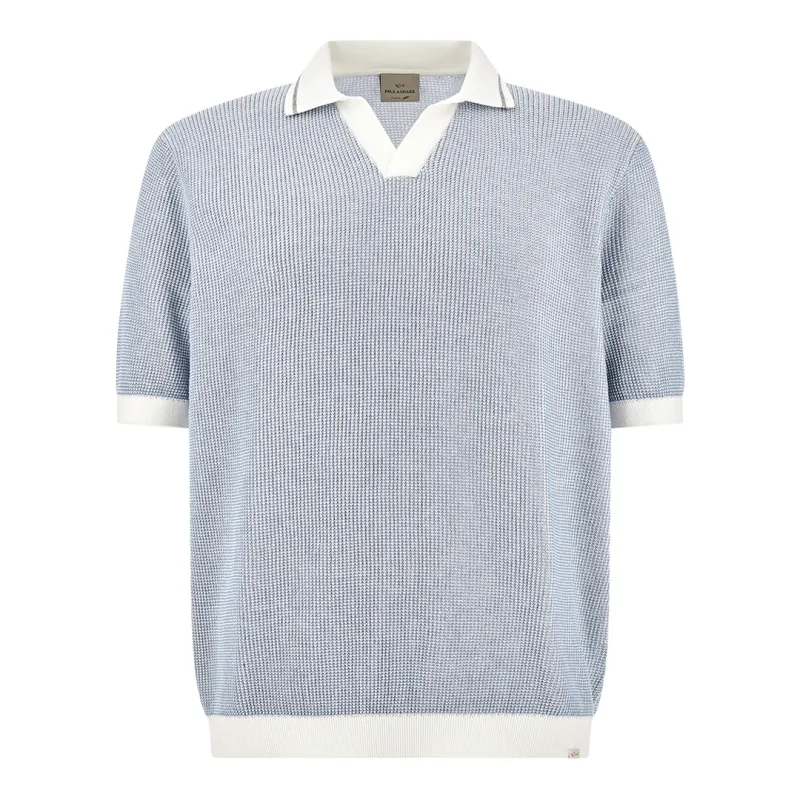 Polo shirt with open collar in Piuma cotton, Man, Whisper White-allure-vapor Blue, Size: XL made by Paul & Shark