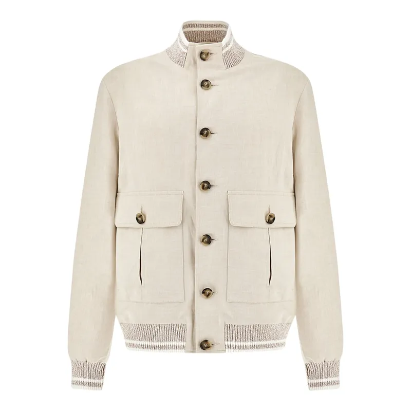 Bomber in linen and cotton, Man, Almond, Size: L sold by Paul & Shark