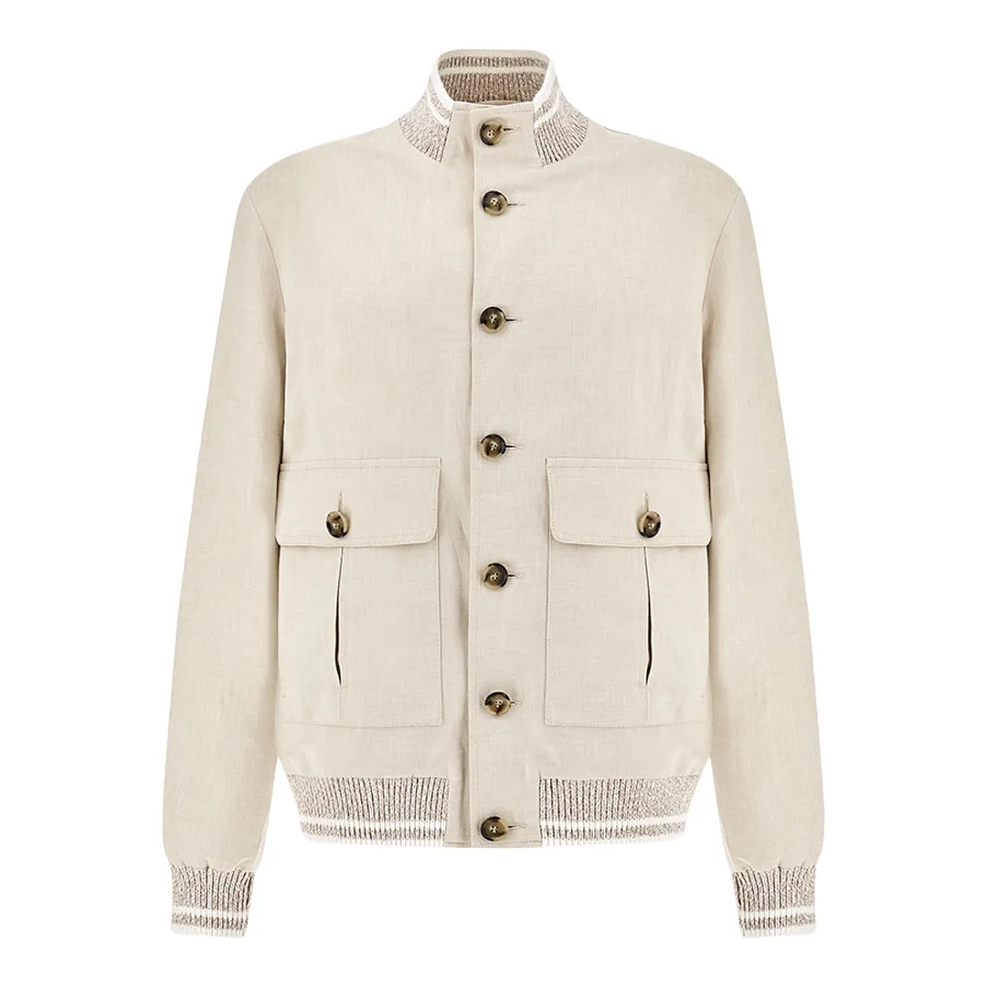 Bomber in linen and cotton, Man, Almond, Size: L sold by Paul & Shark