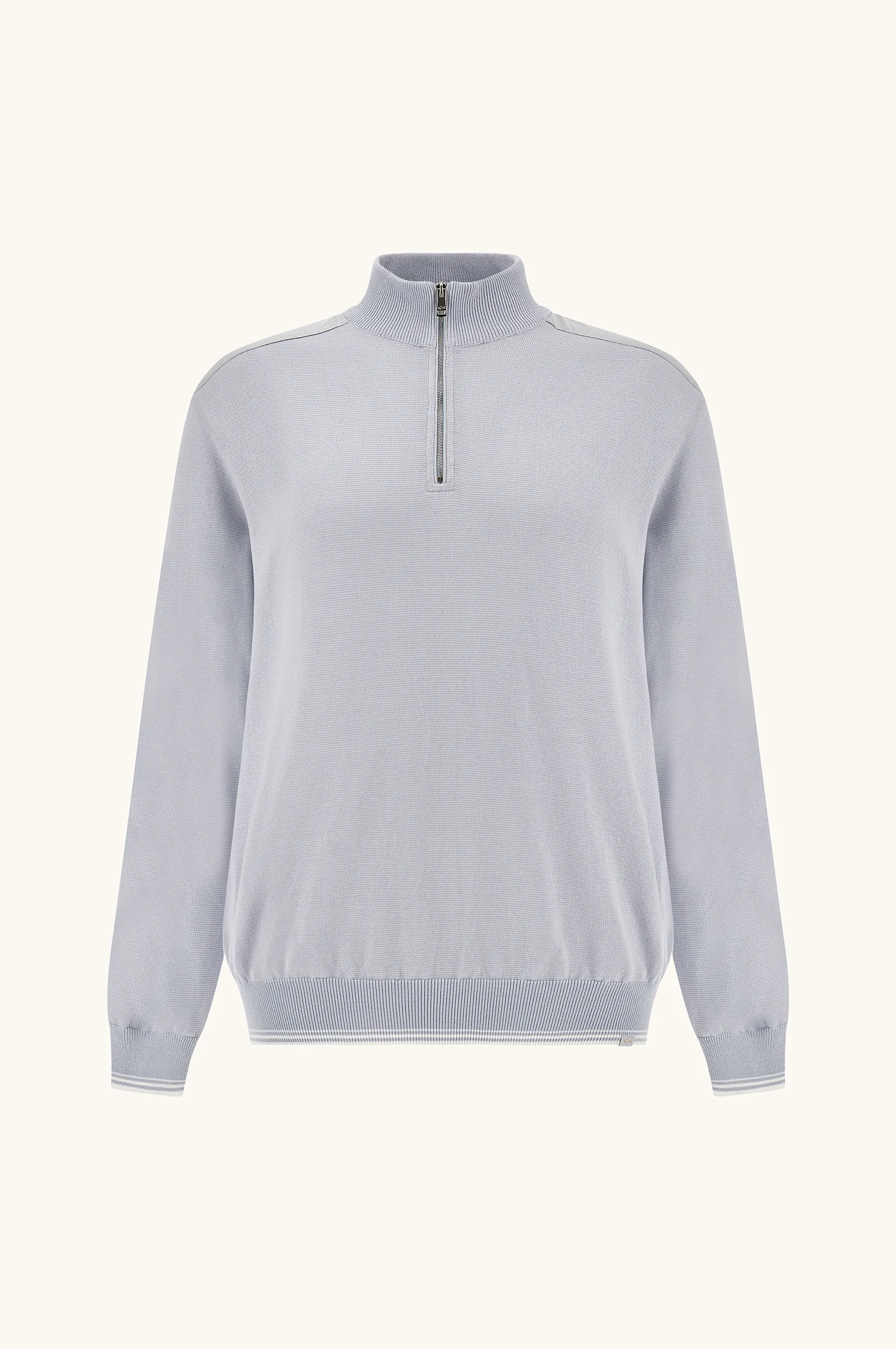 Half‑zip sweater in Piuma cotton with Typhoon® details, Man, Skyride, Size: L sold by Paul & Shark