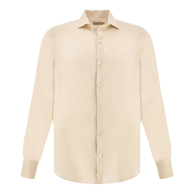 Garment‑dyed linen shirt, Man, Beige, Size: 041 sold by Paul & Shark