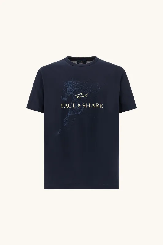 Cotton jersey T-shirt with Year of the Horse print, Man, Blue, Size: XL made by Paul & Shark