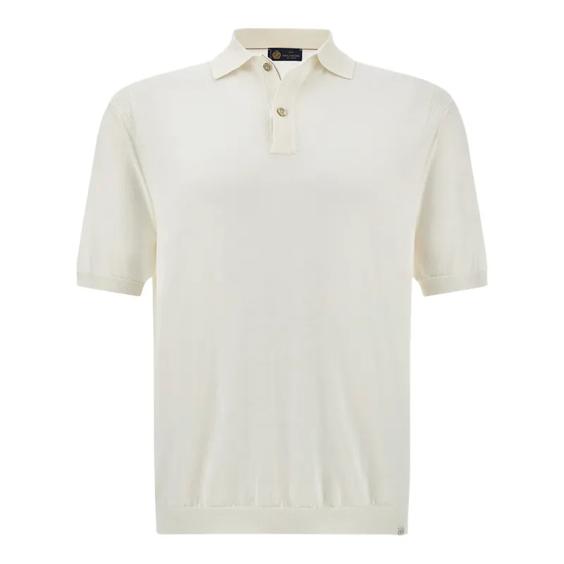Polo shirt in silk and cotton, Man, White, Size: L made by Paul & Shark