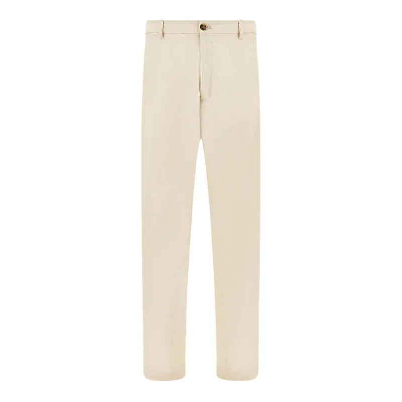 Wide‑leg trousers in stretch cotton with pleats, Man, Butter, Size: 48 sold by Paul & Shark