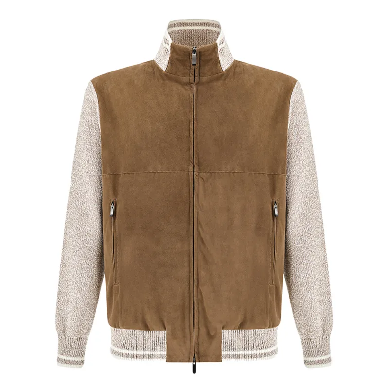 Hybrid bomber in Piuma cotton with Aqualeather suede, Man, Bright White - Moonlight, Size: L sold by Paul & Shark