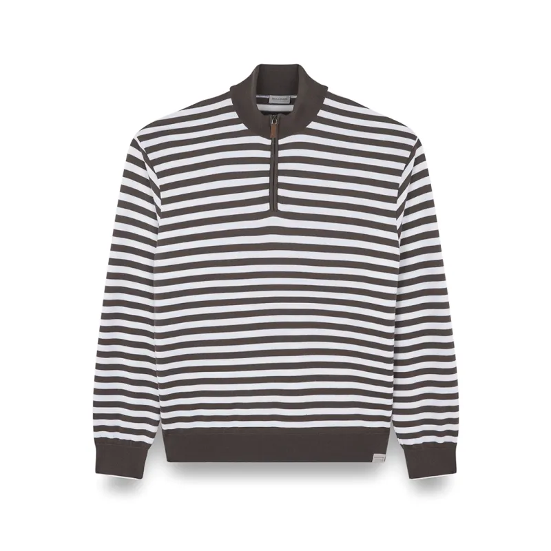 Striped wool cashmere half zip sweater, Man, Sequoia-bright White, Size: M made by Paul & Shark