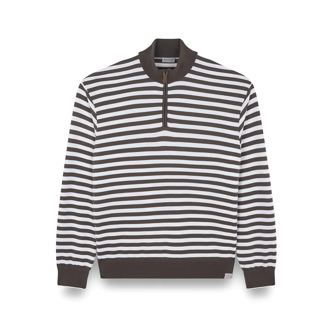 Striped wool cashmere half zip sweater, Man, Sequoia-bright White, Size: M sold by Paul & Shark