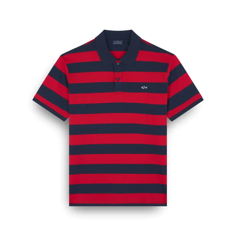 Double Piqué cotton polo, Man, Blue+red, Size: 5XL sold by Paul & Shark