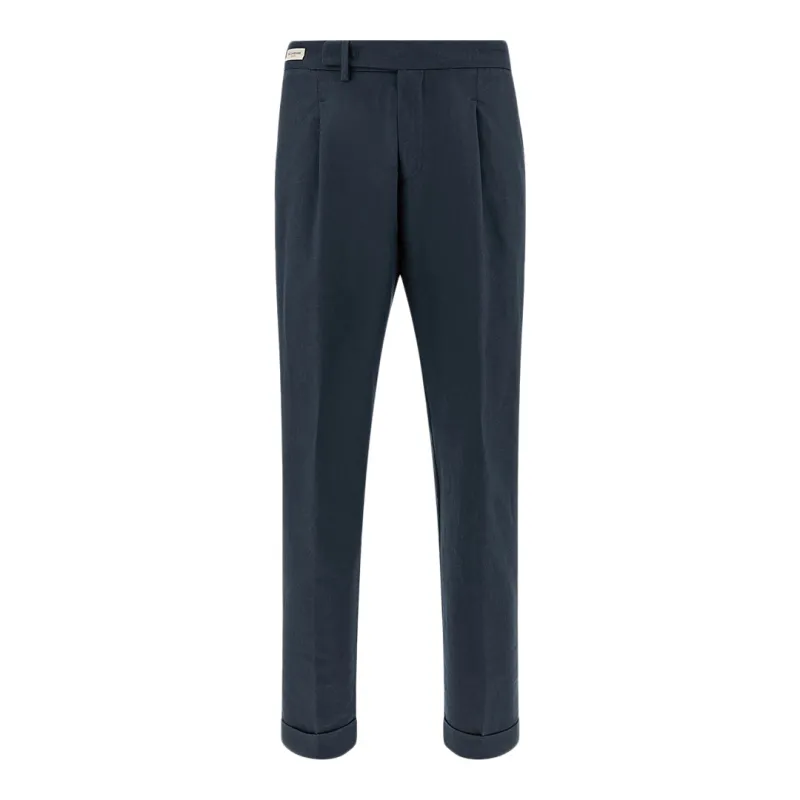 Chino trousers in linen and cotton with pleats, Man, Blue, Size: 54 sold by Paul & Shark