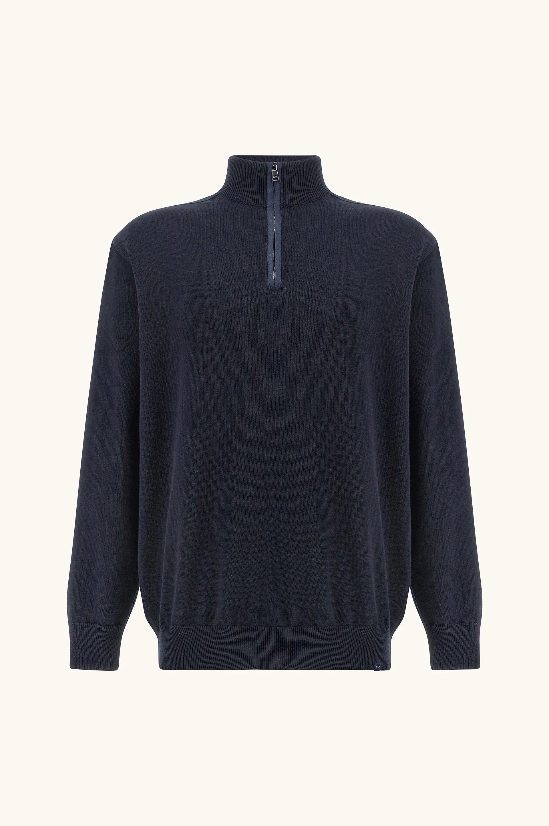 Half‑zip sweater in Fresco cotton with linen details, Man, Blue, Size: 4XL sold by Paul & Shark
