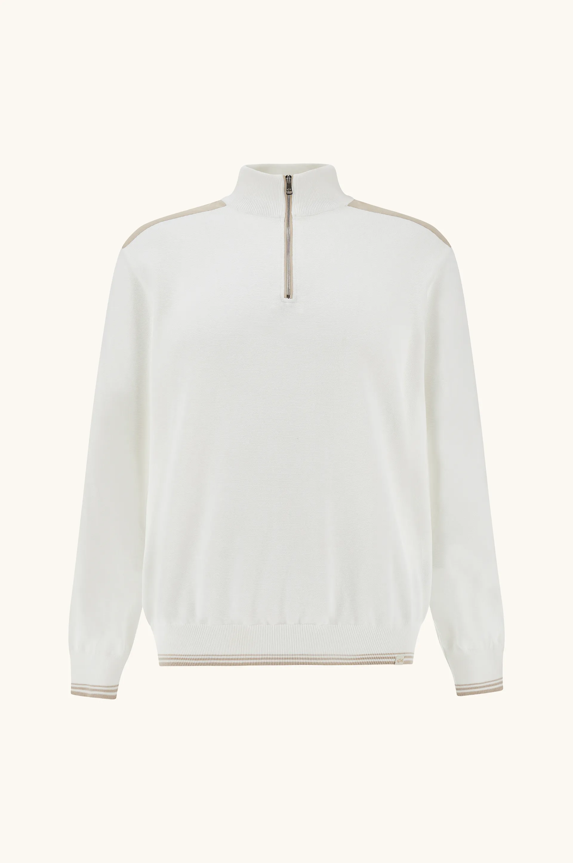 Half‑zip sweater in Piuma cotton with Typhoon® details, Man, Blanc De Blanc, Size: 3XL sold by Paul & Shark