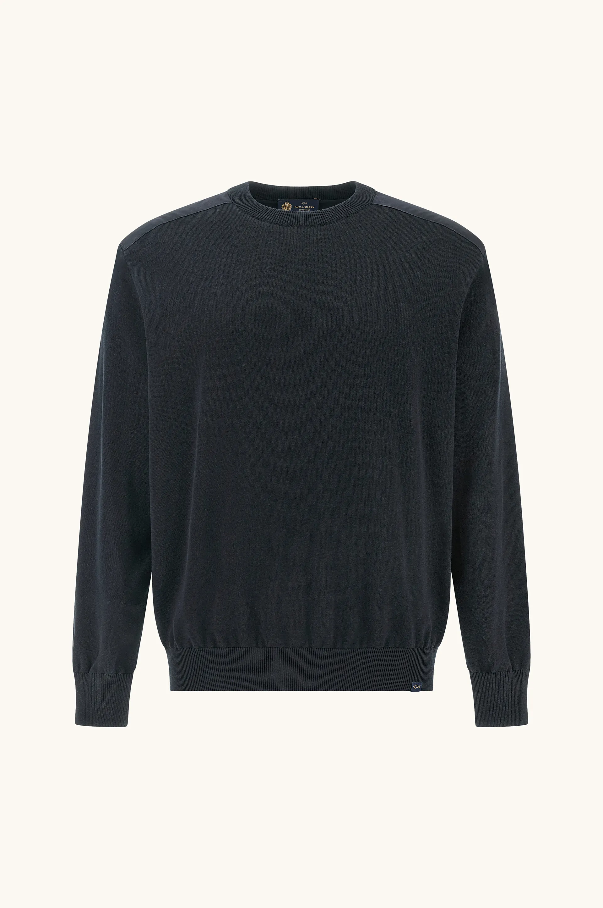 Crew‑neck sweater in silk and cotton with wool and silk details, Man, Blue, Size: M sold by Paul & Shark