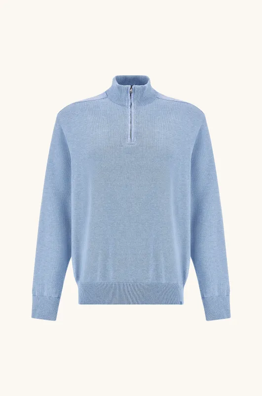 Half‑zip sweater in Fresco cotton with linen details, Man, Allure, Size: XXL sold by Paul & Shark