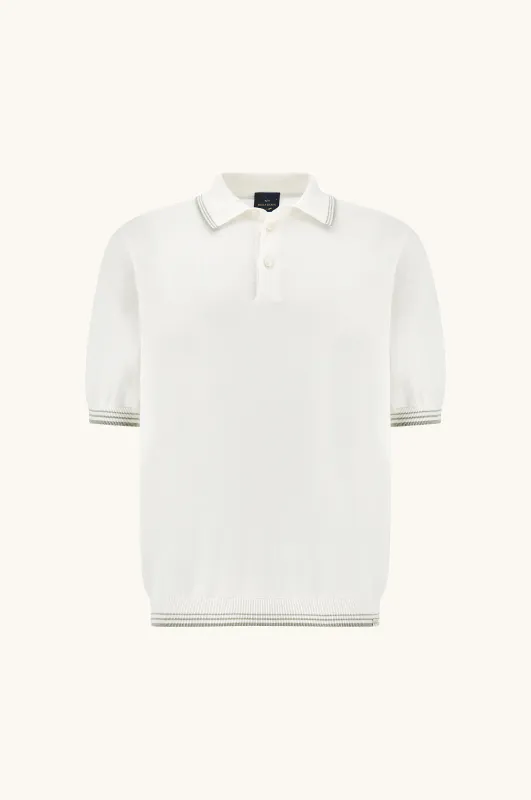 Polo in Piuma cotton, Man, Blanc De Blanc, Size: L made by Paul & Shark