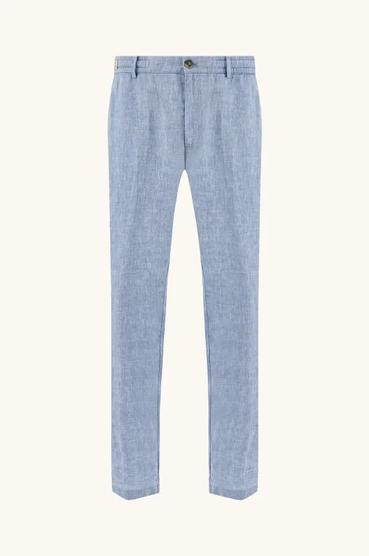 Linen chino pants with drawstring, Man, Granada Sky, Size: 46 sold by Paul & Shark