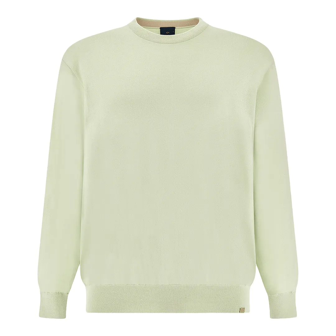 Crew‑neck sweater in Piuma cotton, Man, Meadow Mist, Size: L sold by Paul & Shark