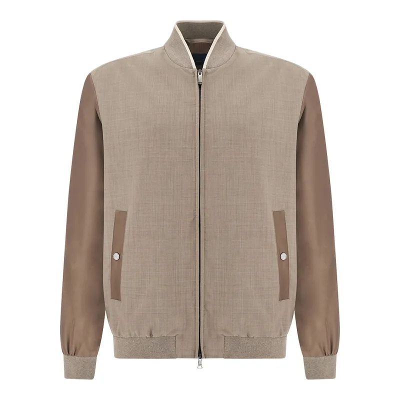 Hybrid bomber in wool and silk, Man, Almond, Size: L sold by Paul & Shark