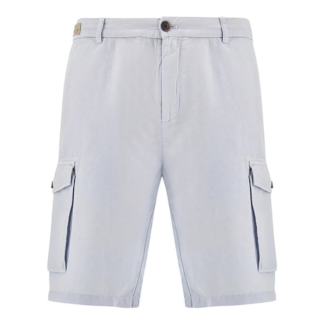 Garment‑dyed linen and cotton cargo bermuda shorts, Man, Skyride, Size: 50 sold by Paul & Shark