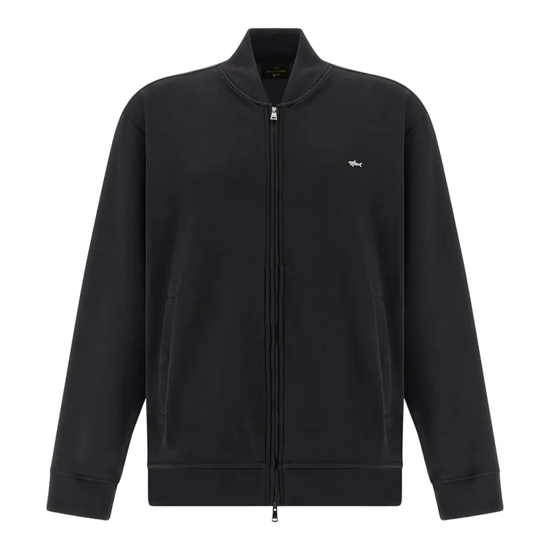 Zip‑up sweatshirt in Active Fleece cotton, Man, Black Beauty-ruthenium, Size: L made by Paul & Shark