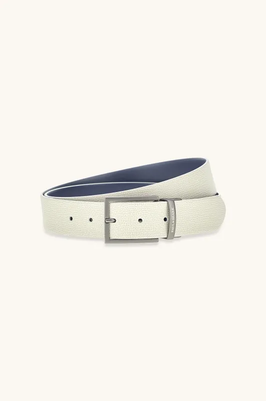 Eclisse reversible leather belt, Man, Beige Blue, Size: 085 sold by Paul & Shark