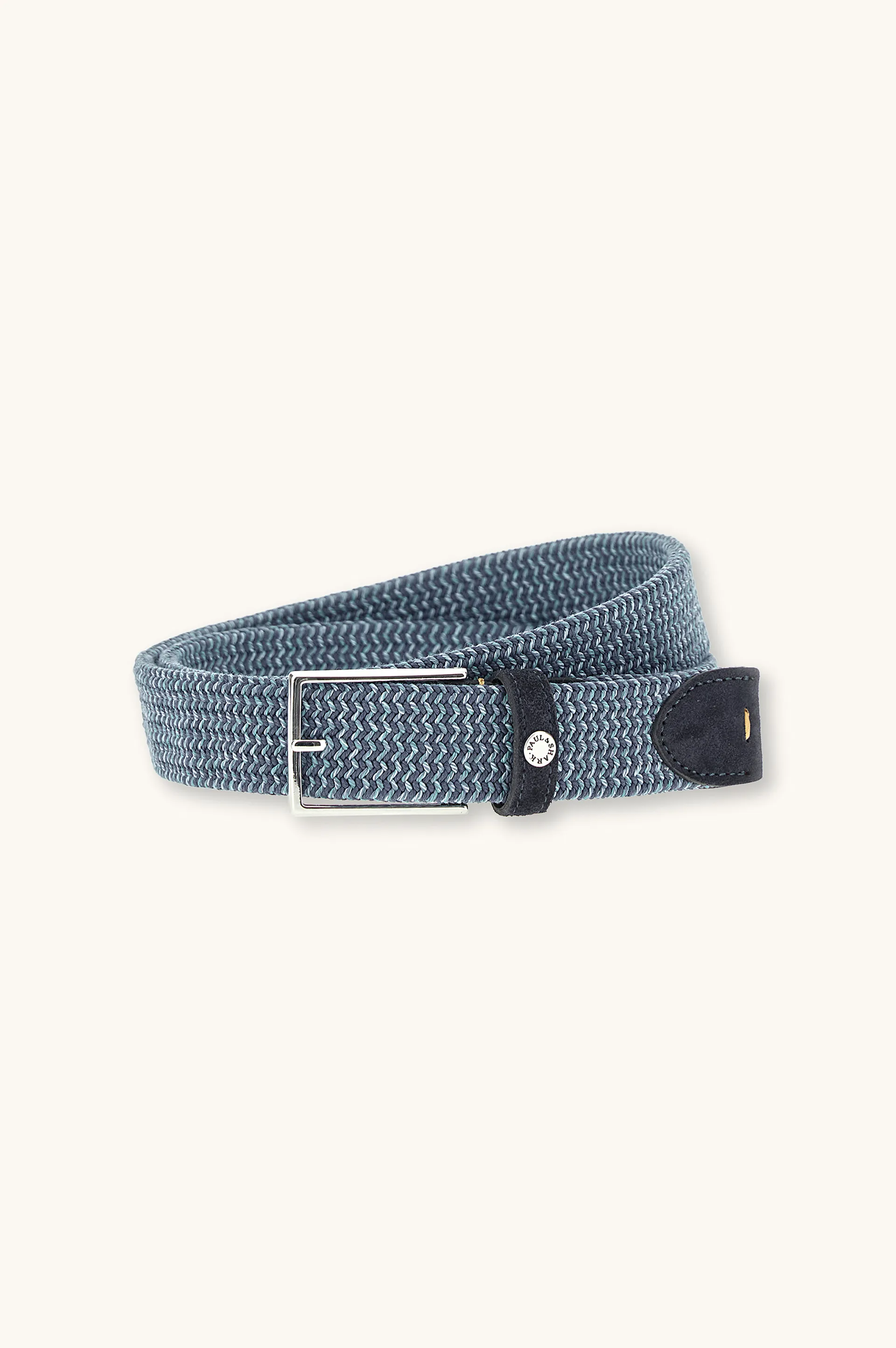 Elastic braided belt with suede finishes, Man, Marine Light Blue, Size: 085 sold by Paul & Shark