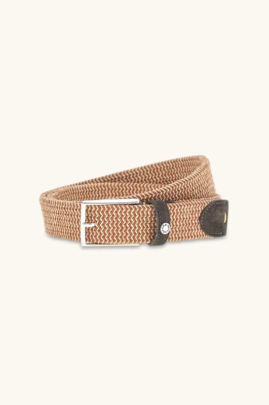 Elastic braided belt with suede finishes, Man, Rusty Orange Beige, Size: 115 sold by Paul & Shark