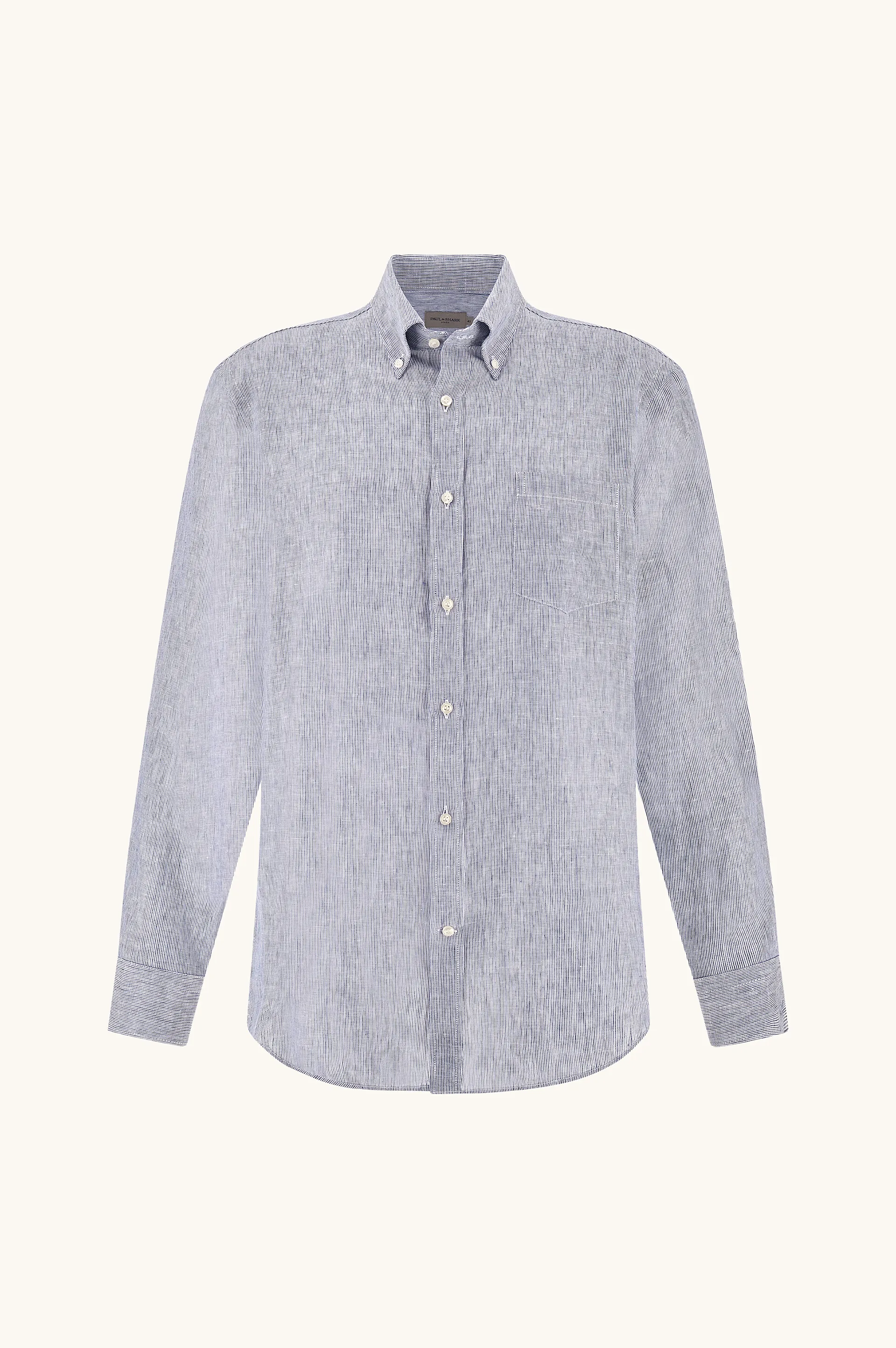 Soffio linen shirt, Man, Stripes White Blue, Size: 040 sold by Paul & Shark