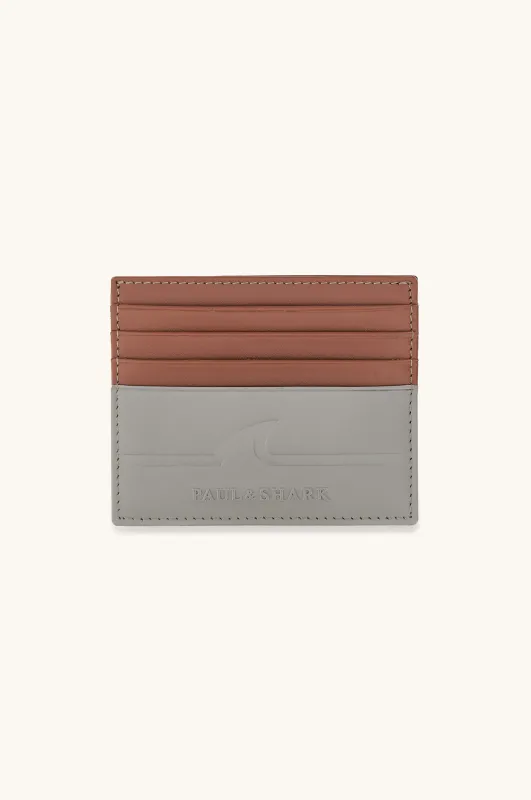Fin-embossed leather cardholder, Man, Beige, Size: TGU sold by Paul & Shark
