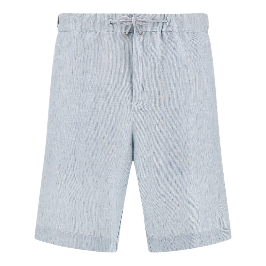 Linen bermuda shorts with drawstring, Man, Stripes White Light Blue, Size: 52 sold by Paul & Shark