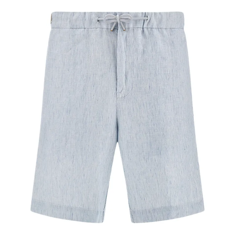 Linen bermuda shorts with drawstring, Man, Stripes  White Light Blue, Size: 50 sold by Paul & Shark
