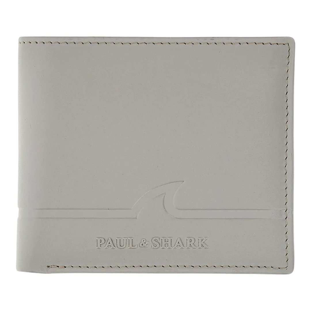 Fin-embossed leather billfold wallet, Man, Beige, Size: TGU sold by Paul & Shark