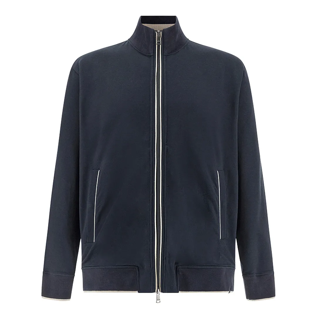 Zip‑up sweatshirt in Active Fleece cotton, Man, Blue, Size: XL sold by Paul & Shark