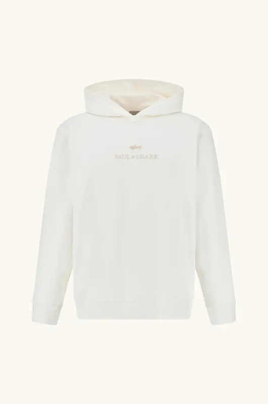 Hoodie in Active Fleece cotton, Man, Blanc De Blanc, Size: XXL made by Paul & Shark