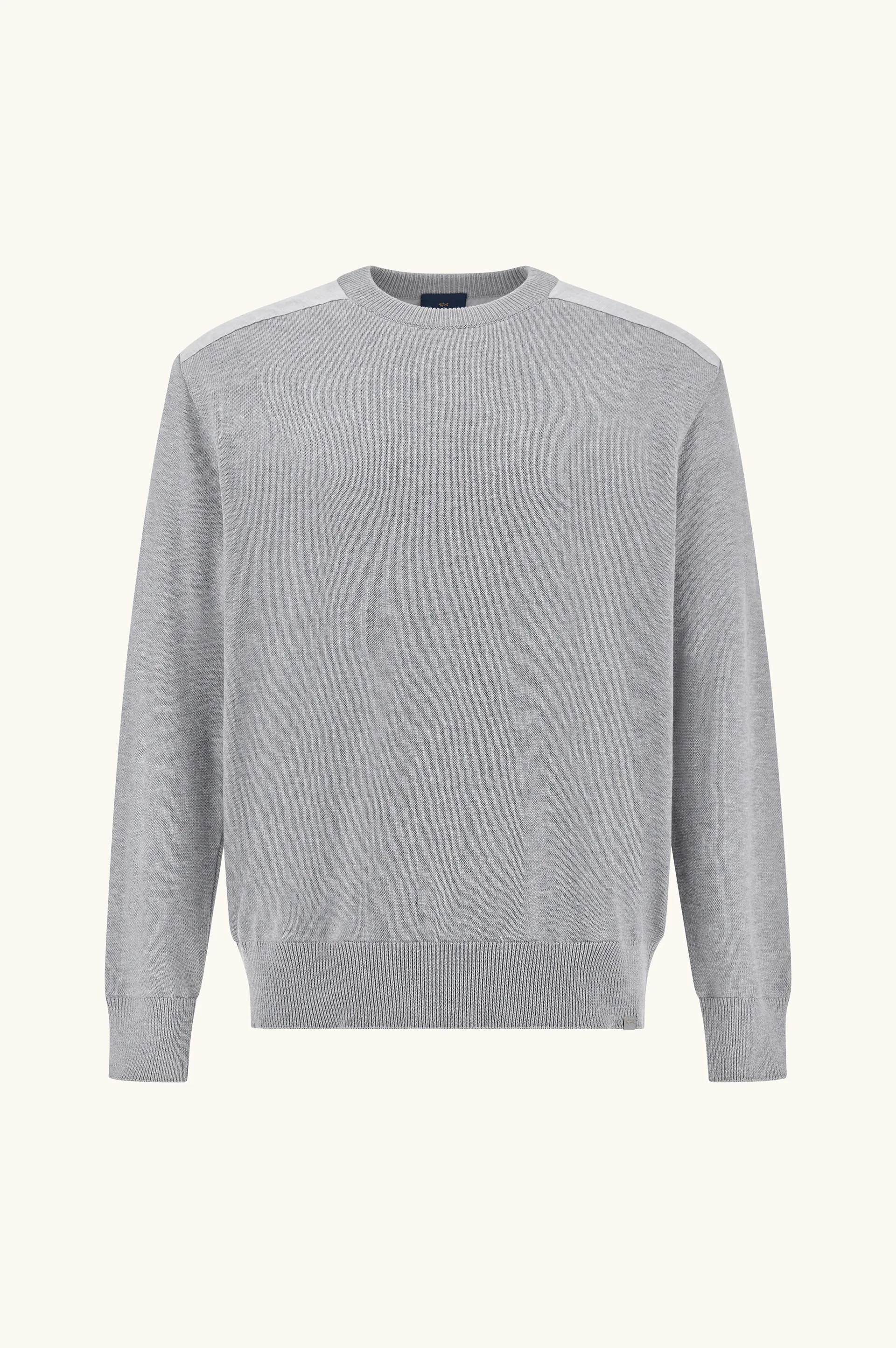 Crew‑neck sweater in Fresco cotton with linen details, Man, Light Grey, Size: M sold by Paul & Shark