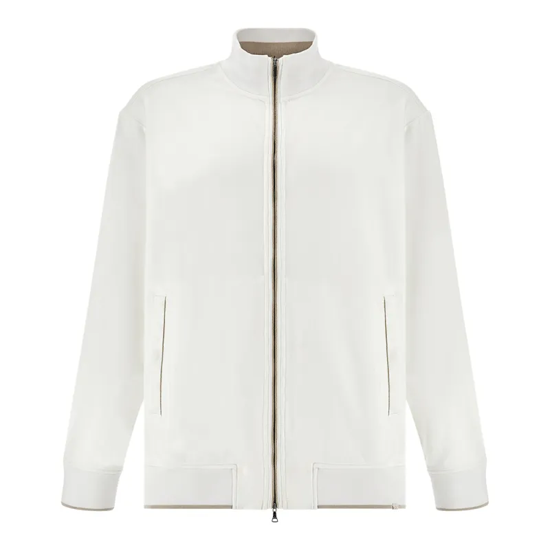 Zip‑up sweatshirt in Active Fleece cotton, Man, Blanc De Blanc, Size: 3XL sold by Paul & Shark