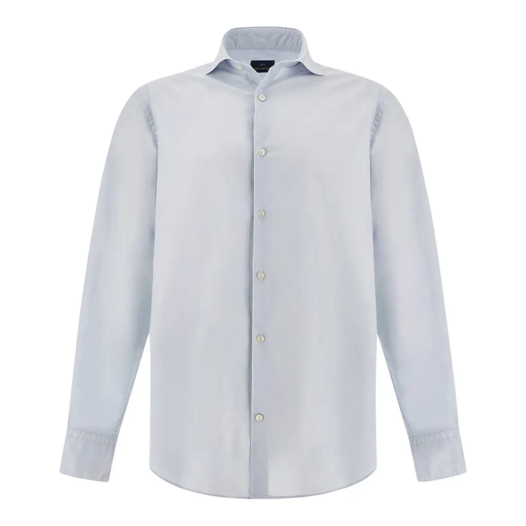 Garment‑dyed cotton voile shirt, Man, Skyride, Size: 045 sold by Paul & Shark
