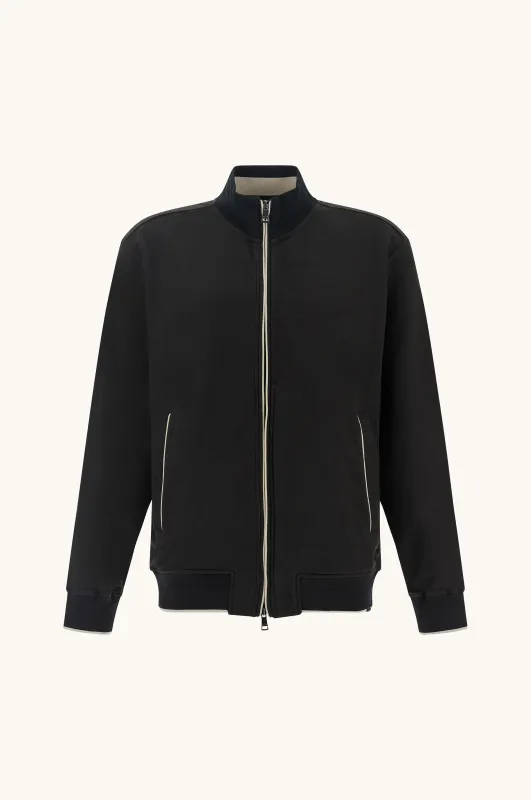 Zip‑up sweatshirt in Active Fleece cotton, Man, Black, Size: M sold by Paul & Shark