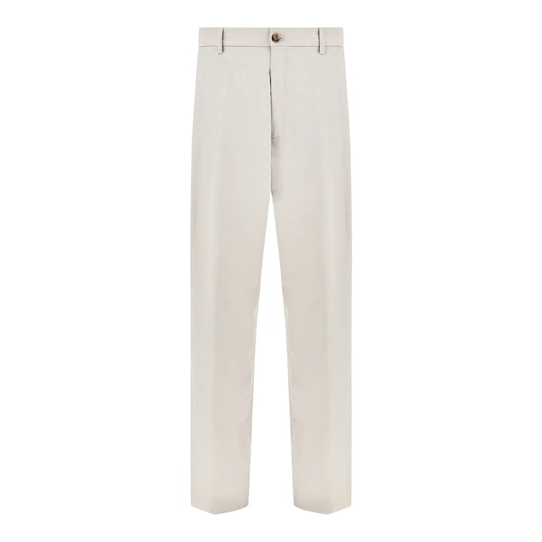 Wide‑leg trousers in stretch cotton with pleats, Man, Light Grey, Size: 56 sold by Paul & Shark