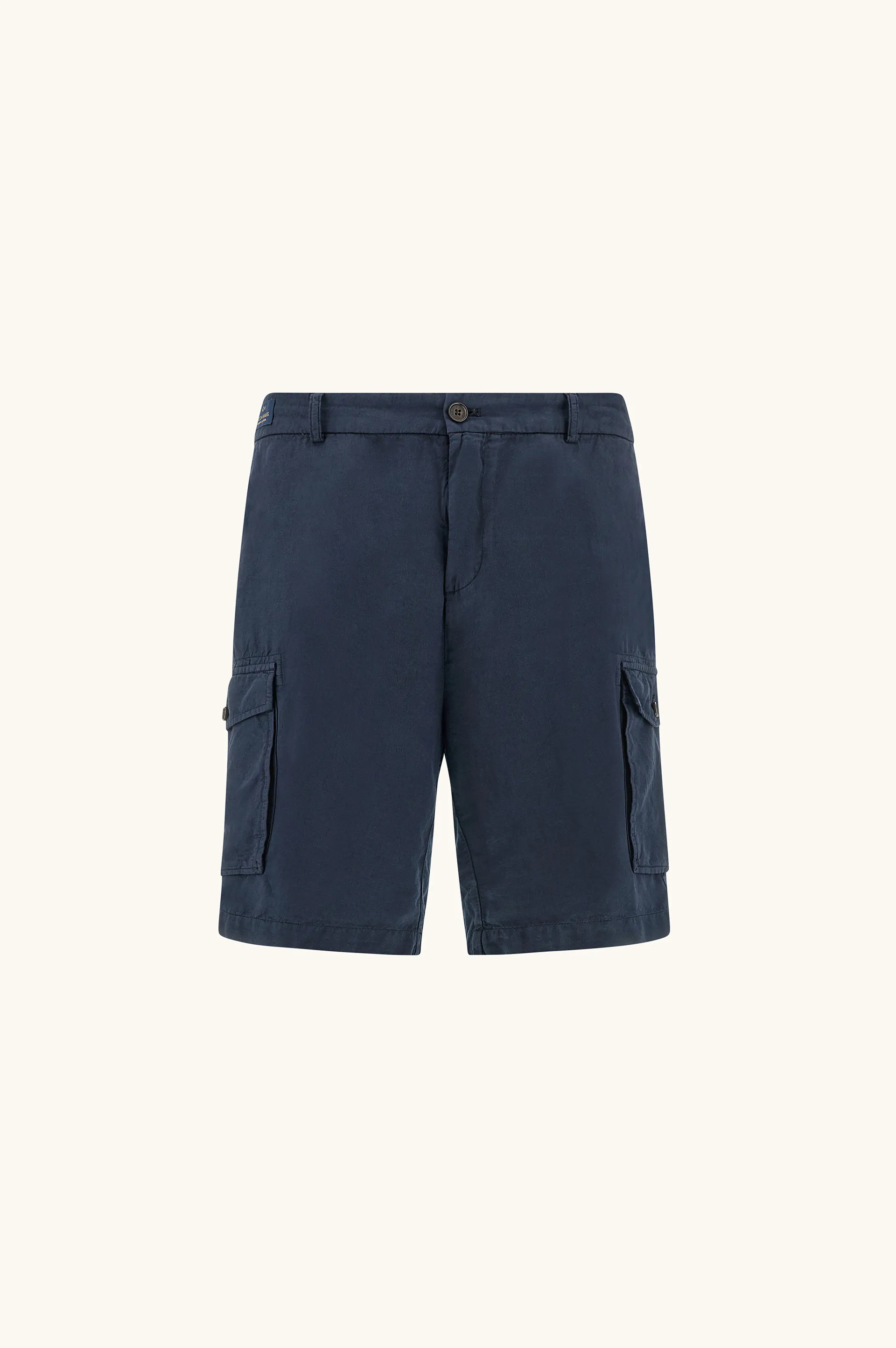Garment‑dyed linen and cotton cargo bermuda shorts, Man, Blue, Size: 58 sold by Paul & Shark
