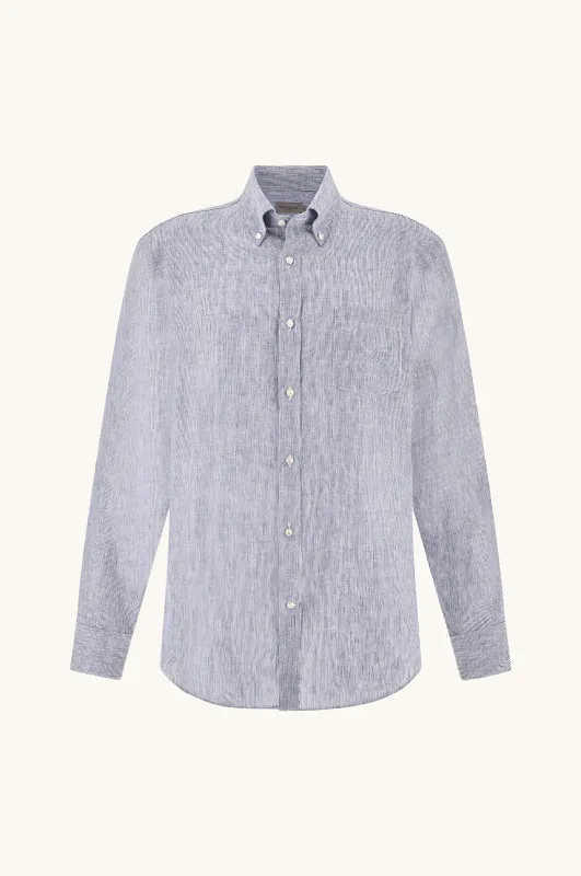 Soffio linen shirt, Man, Stripes White Blue, Size: 042 sold by Paul & Shark