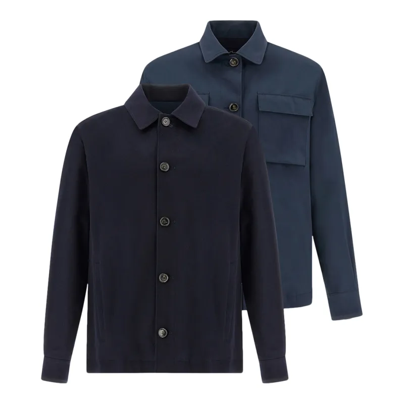 Reversible overshirt in cashmere and technical fabric, Man, Blue Blue, Size: M sold by Paul & Shark