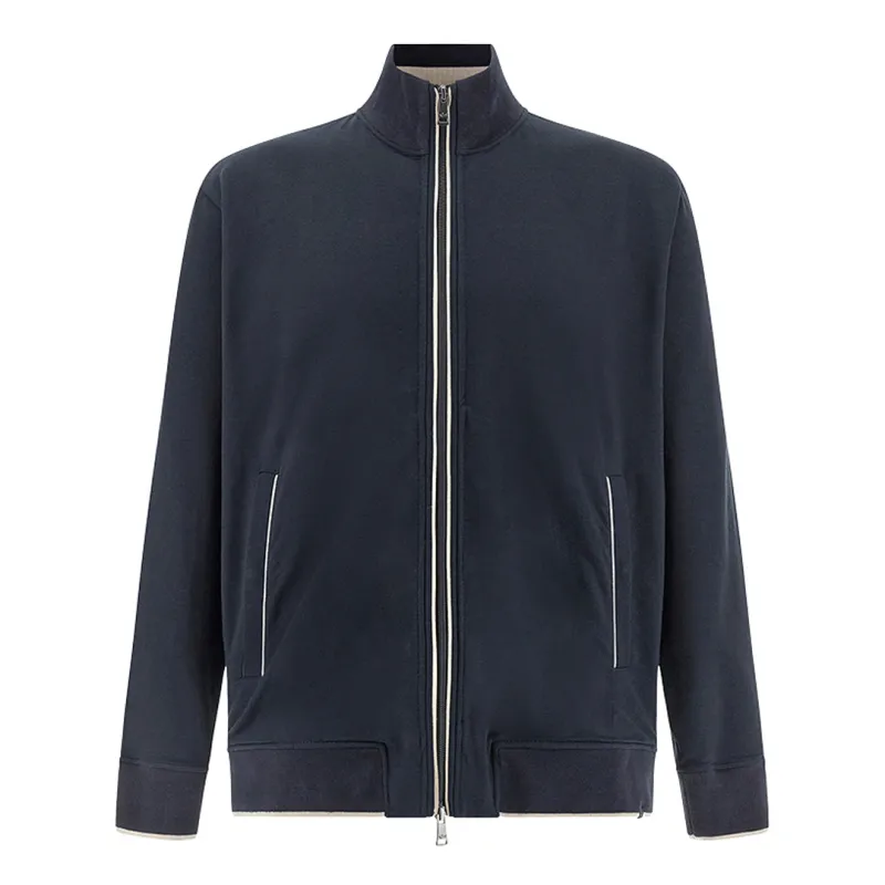 Zip‑up sweatshirt in Active Fleece cotton, Man, Blue, Size: L sold by Paul & Shark