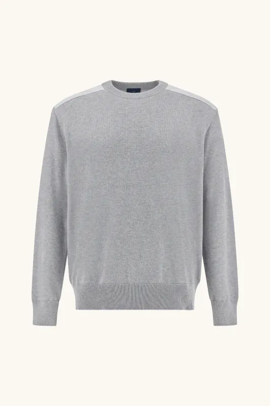 Crew‑neck sweater in Fresco cotton with linen details, Man, Light Grey, Size: 5XL made by Paul & Shark