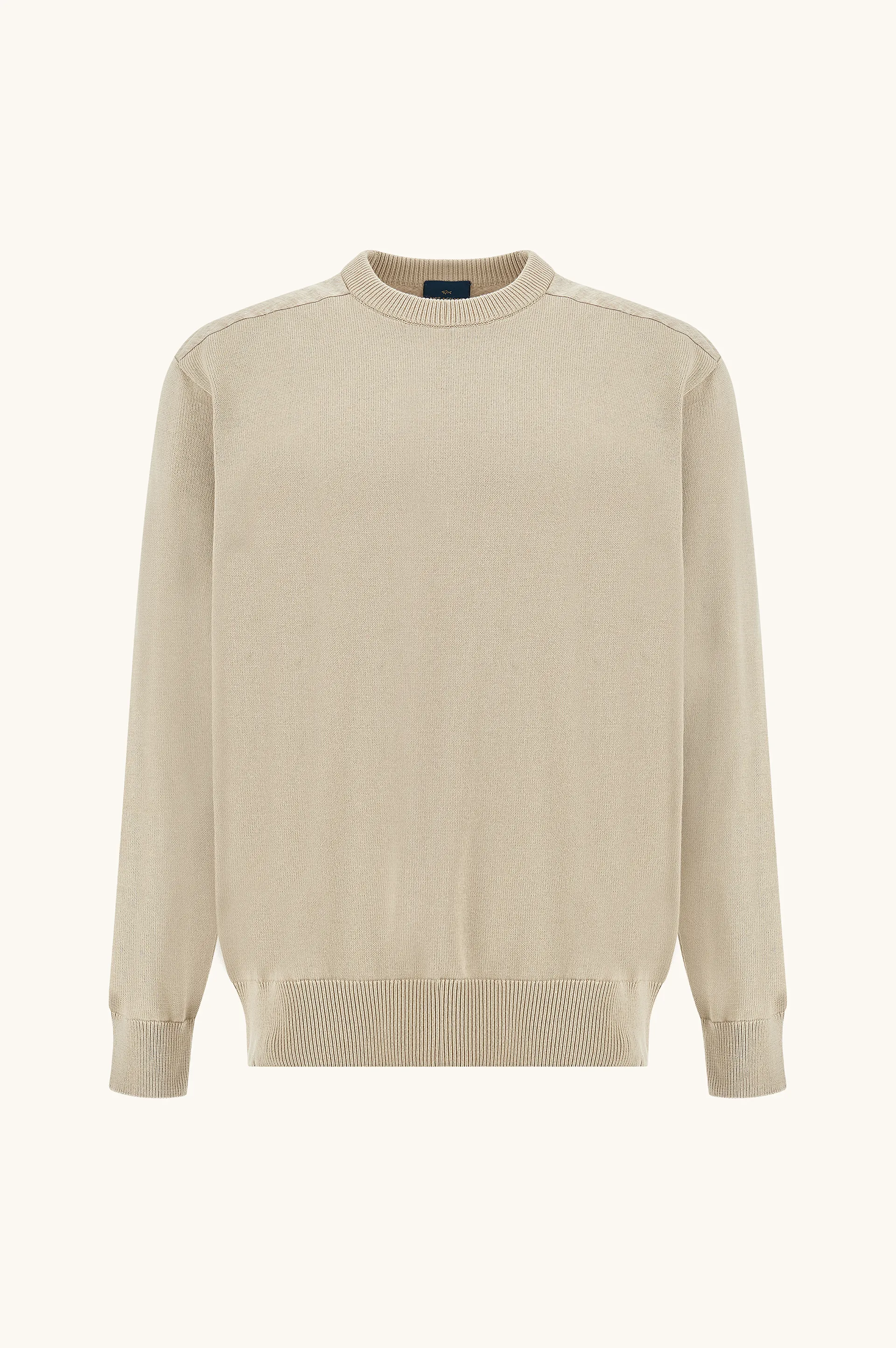 Crew‑neck sweater in Fresco cotton with linen details, Man, Beige, Size: M sold by Paul & Shark