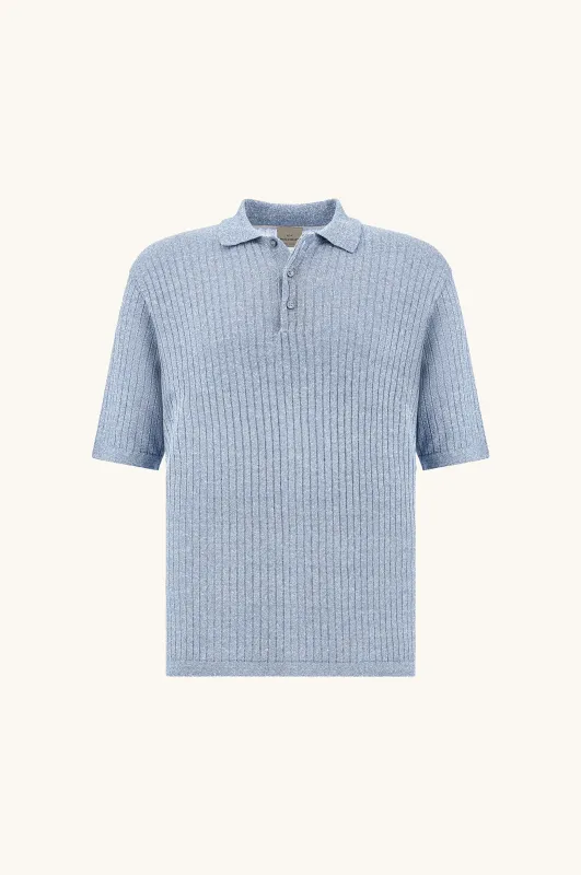 Polo shirt in linen and cotton Urukai, Man, Bright White - Blue Bonnet, Size: M made by Paul & Shark