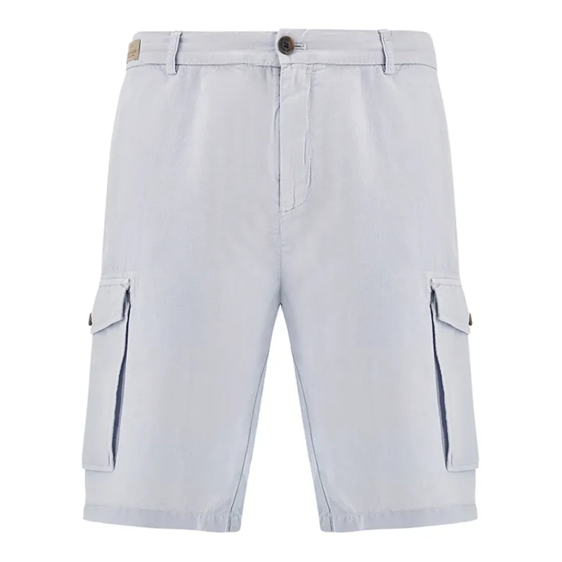 Garment‑dyed linen and cotton cargo bermuda shorts, Man, Xanon Blue, Size: 58 sold by Paul & Shark